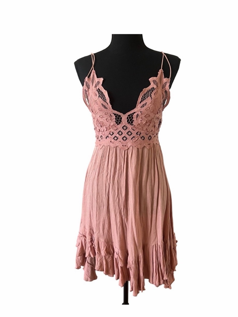 Free People Adella Lace Dusty Rose Mini Dress